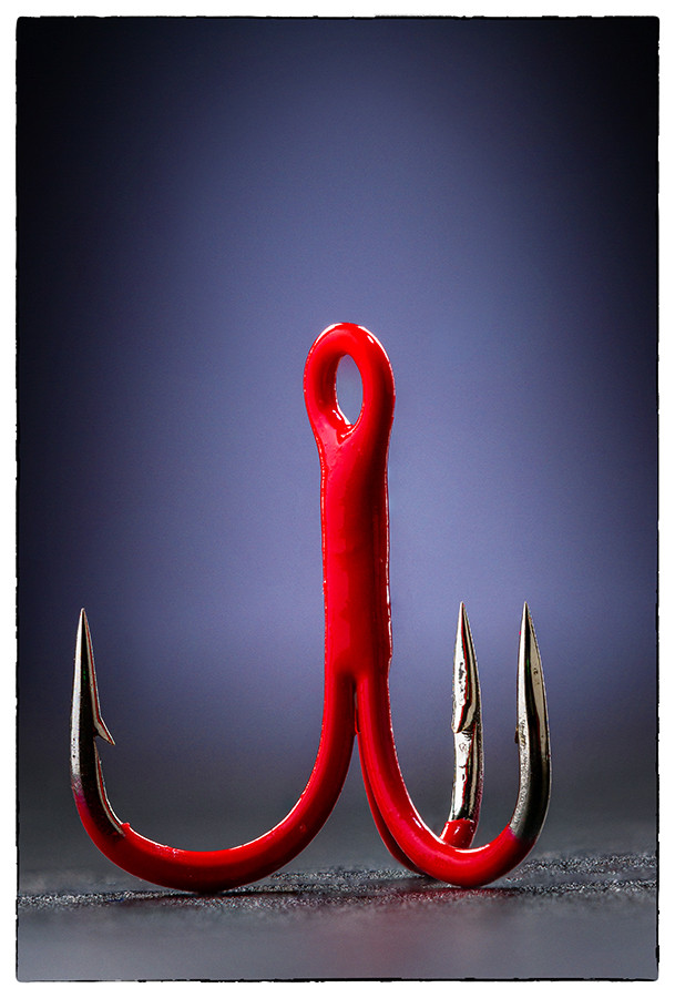 Трійник GURZA для воблерів та блешень з полімерним покриттям №6 UV RED, фото 1