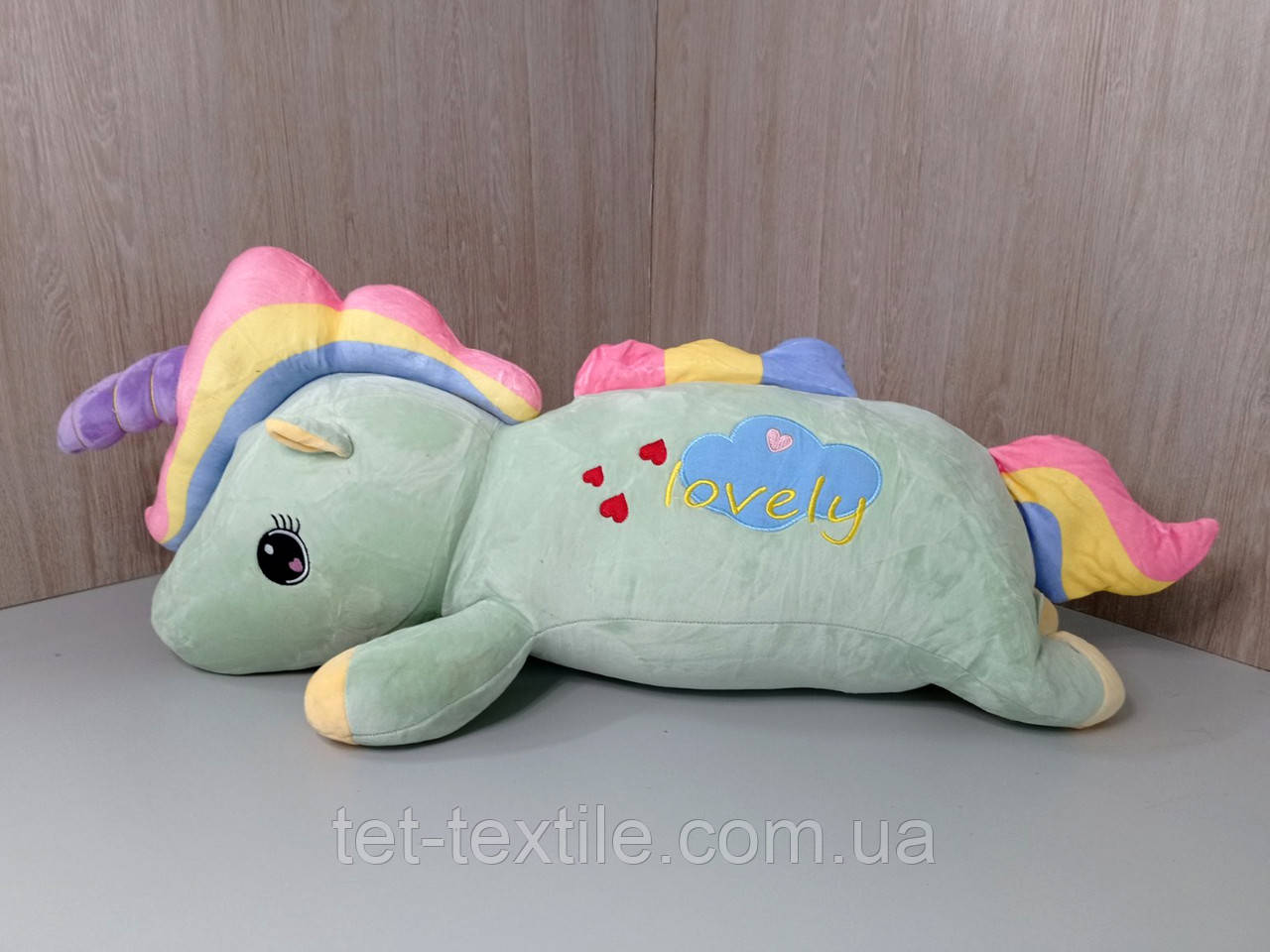 М'яка іграшка з пледом усередині "Єдиноріг" м'ятний, великий