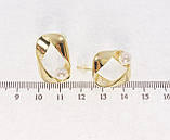 Сережки Xuping QQMM Позолота 14K пусети "Фігурні з перлинами" на один бік, фото 3