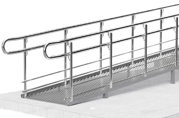 Поручні на пандус для інвалідів із неіржавкої сталі AISI 304 на гачку з двома регелями