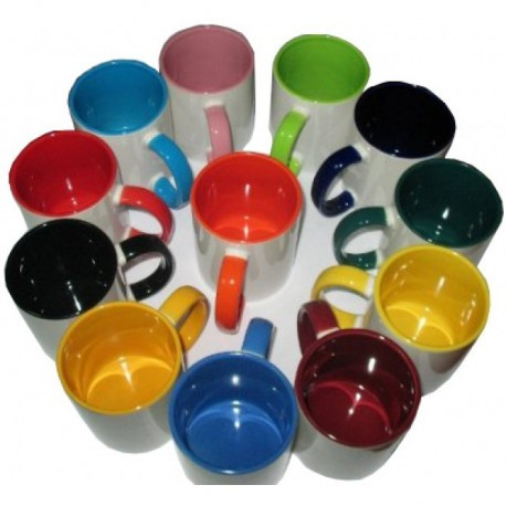 Чашка кольорова всередині і з кольоровою ручкою з Вашим зображенням - 330 мл