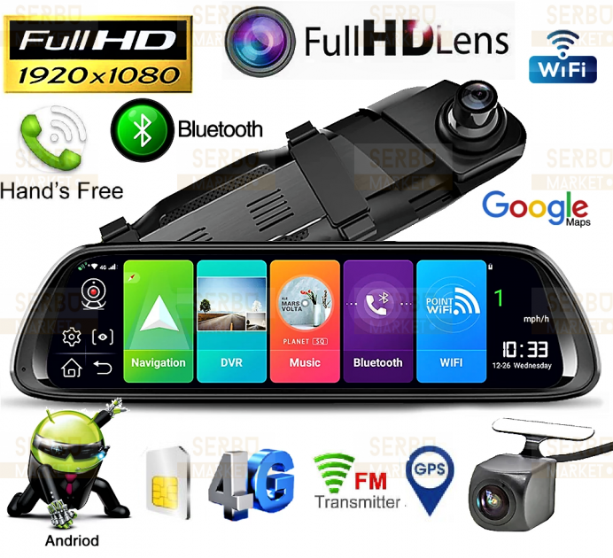 Дзеркало відеореєстратор 9.66 андроїд, фото 1