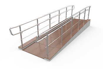 Поручні на пандус для інвалідів із неіржавкої сталі AISI 304 на одному гачку з одним регелем