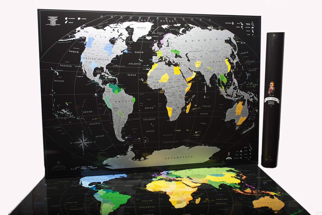 Скретч карта мира My Map Edition silver gold (на англ. языке), карта для отметок путешествий (ST) - фото 5 - id-p1542841845