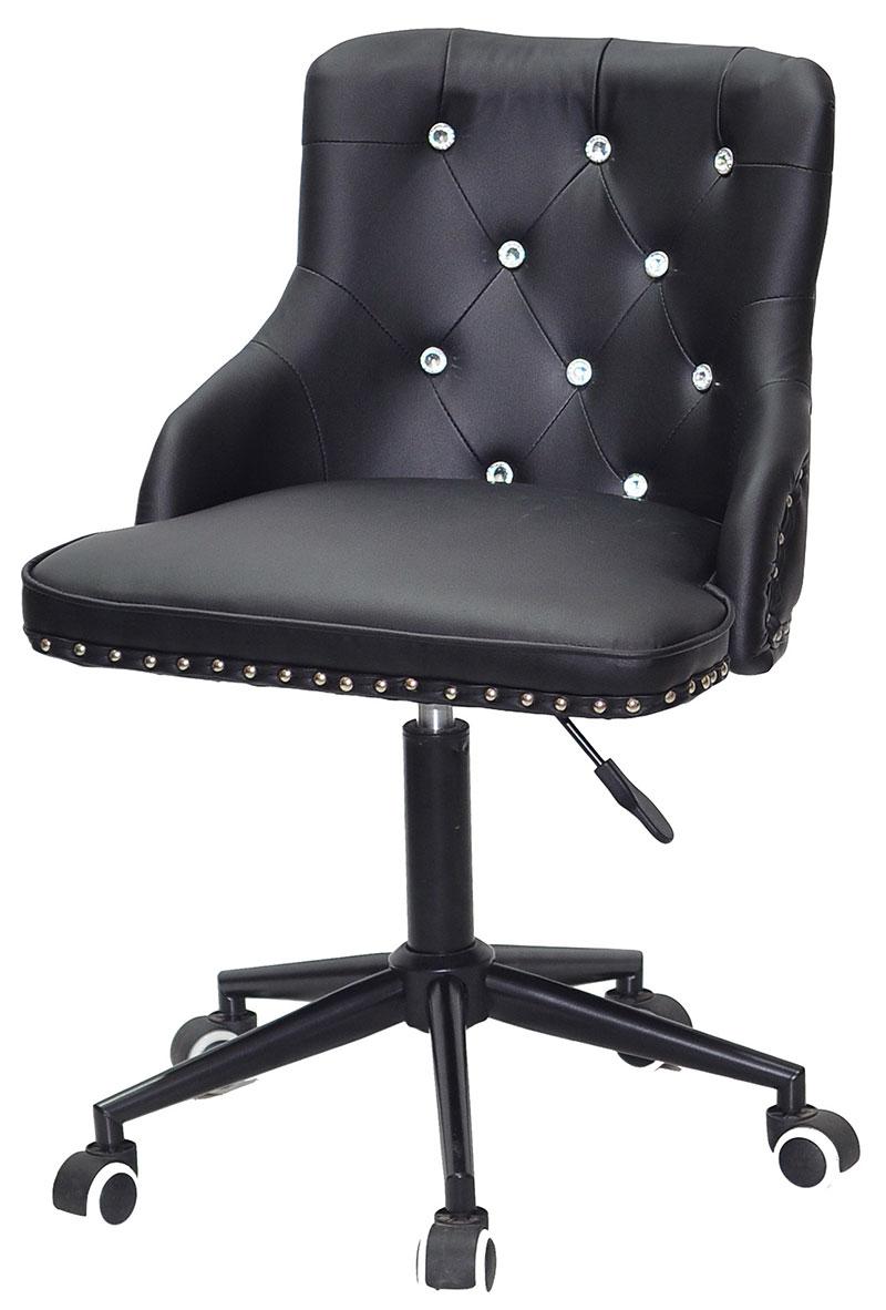 Стілець Olimp SV BK-Modern Office чорний шкірзам зі стразами Swarovski, на чорній хрестовині з колесами