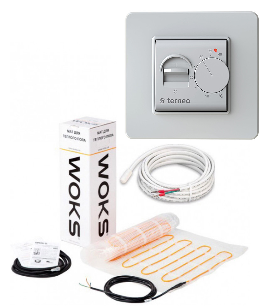 Нагрівальний мат під плитку (комплект) WoksMat 160 0.75 м2 120 Вт і регулятор Terneo mex, фото 1