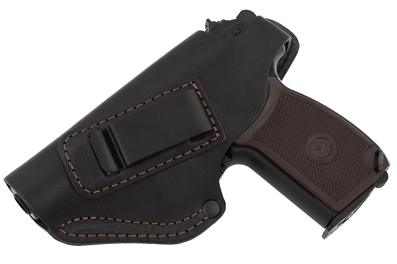 Кобура для ЛІВШІ для ПМ-Макарова поясна + прихованого носіння на скобі, не формована (шкіряна, чорна)