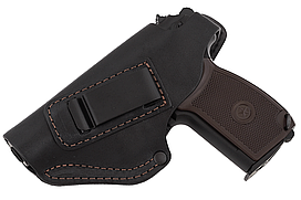 Кобура для ЛІВШІ для ПМ-Макарова поясна + прихованого носіння на скобі, не формована (шкіряна, чорна)