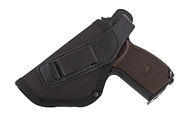 Кобура для ЛІВШІ для ПМ-Макарова поясна + прихованого носіння на скобі (oxford 600d/шкіра, чорна)