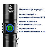 УФ-ліхтарики 365нм із вбудованим зарядним (USB Type-C), бічна кнопка з індикатором, скло Вуда + АКБ 3000 mAh, фото 2
