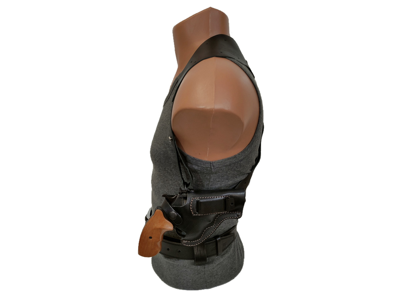 Кобура Револьвер 3 оперативна + поясна + прихованого носіння не формована з кліпсою (шкіра, чорна), фото 1