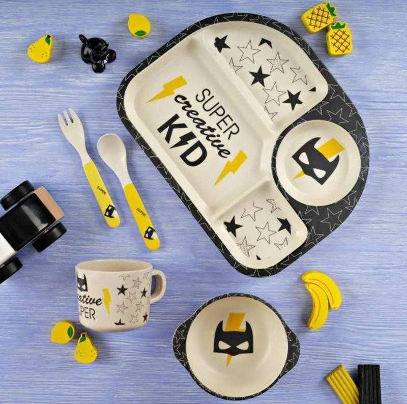 Набір дитячої бамбуковій посуду MH-2773-1 Бетмен, фото 1