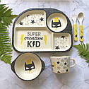 Набір дитячої бамбуковій посуду MH-2773-1 Бетмен, фото 3