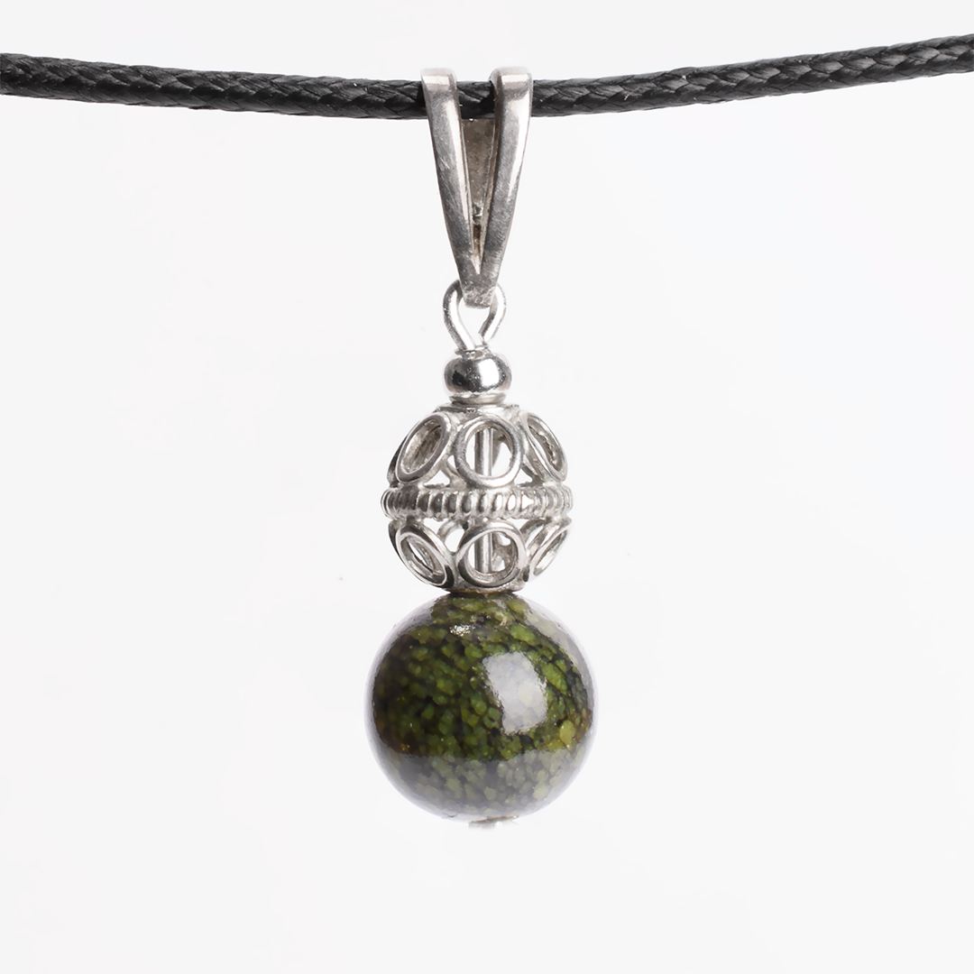 Змійовик серпентин кулон срібло, Ø10 мм, 1822КЛЗ