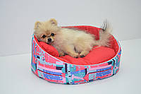 Лежак для собак і котів Акварель червоний