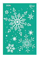 Багаторазовий клейовий трафарет "Сніжинки", новий рік/рідецтво, 13*20 см, No3034