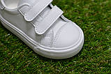 Дитячі шкіряні кросівки білі кеди на липучці р19-24, фото 6