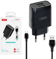Зарядное устройство XO L57 2 USB 2.4A + кабель Type C Black