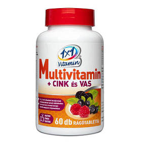 Жувальні мультивітамінні таблетки з цинком і залізом 1 × 1 Vitamin Multivitamin cink es vas для імунітету