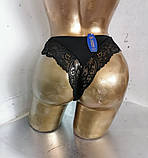 Мереживні жіночі стринги з атласним бантом 44-48р 5 кольорів, фото 3