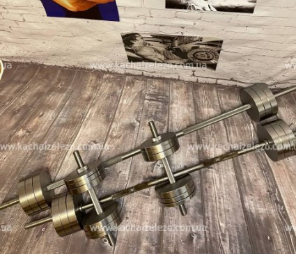 Набір 113 кг Штанга + W-подібний гриф + Гантелі набірні Гантелі, гирі, штанги та диски металеві диски