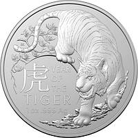 Серебряная монета Год Тигра (Австралия) 1 доллар 1 унция серебра тираж 50 000
