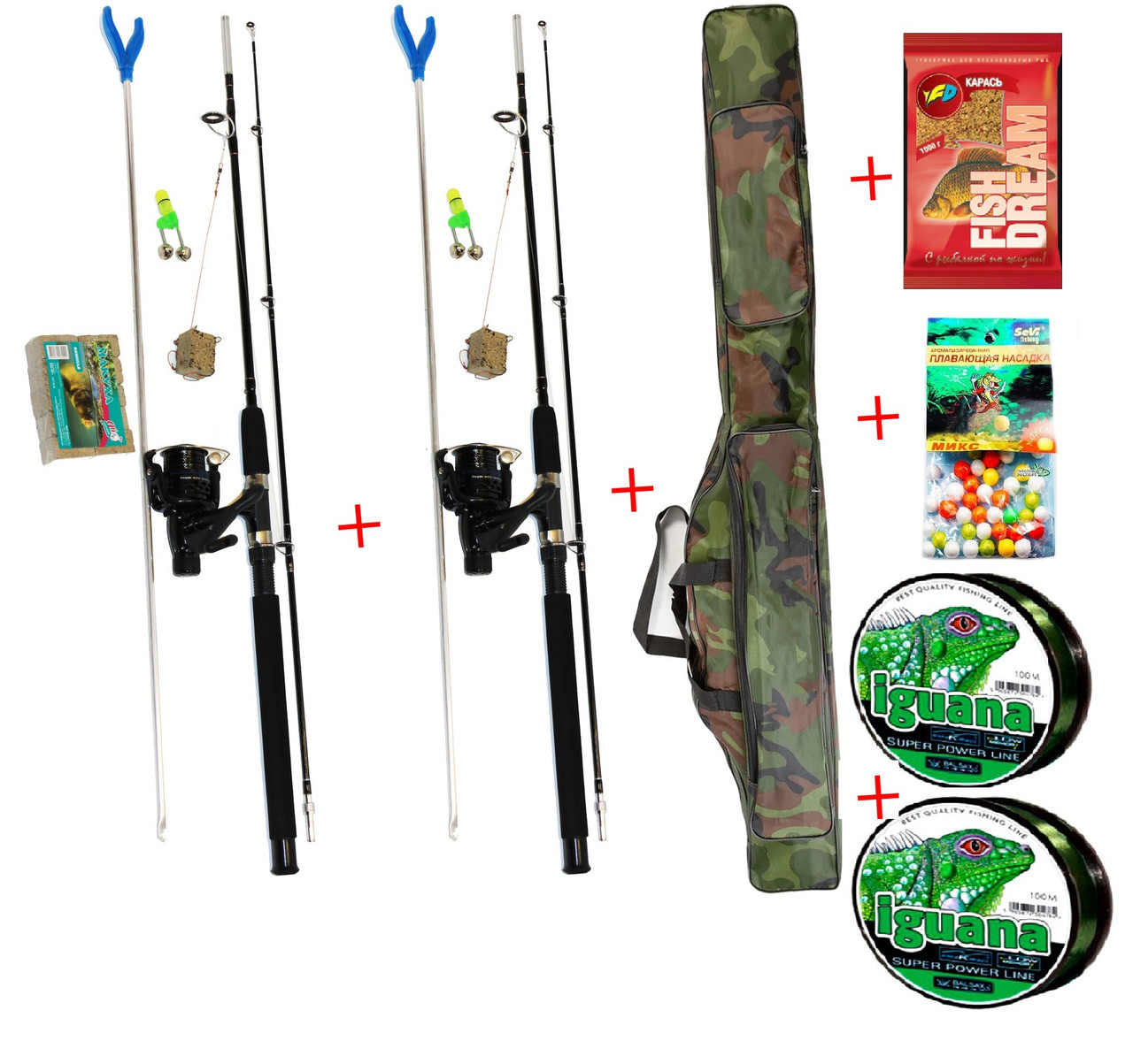 Набір спінінг Crocodile 2.1 м +котушка Кобра в зборі, фото 1