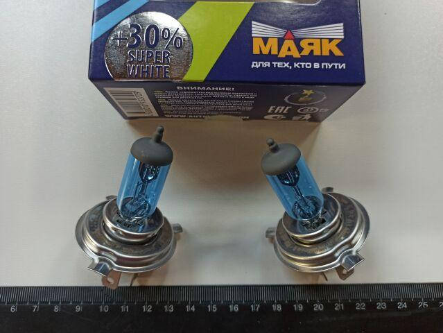 Лампа МАЯК H4 12V 100/90-43 Ultra Super White +30% (82450SW_30) пара ...