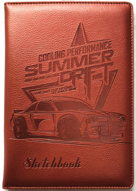 Скетчбук 64арк. A5 "Summer drift" чисті аркуші, шкірзам, бордо №9305/Мандарин/(40)