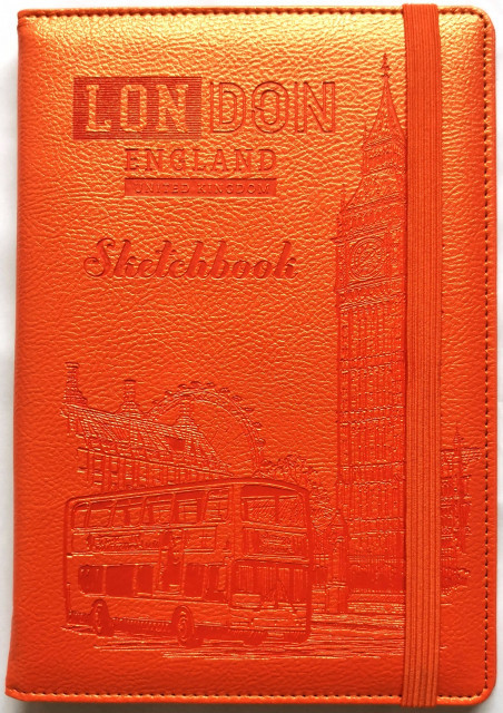 Скетчбук A5 100арк. "London" чисті аркуші,шкірзам,на резинці,помаранч. №9320/Мандарин/(20)