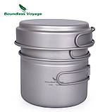 Титановий посуд Boundless Voyage з титановою ложкою-виделкою, фото 2