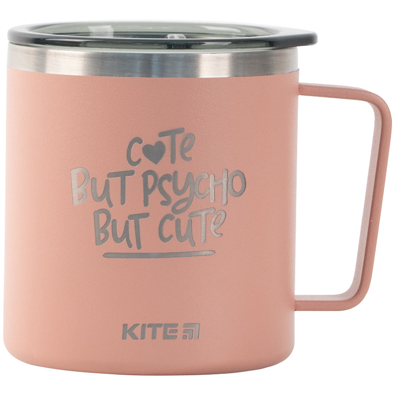 Термокружка 400 мл, пудра Cute but phycho, фото 1