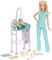 Уценка! Повреждения коробки! Кукла Barbie доктор педиатр Careers Baby Doctor Playset