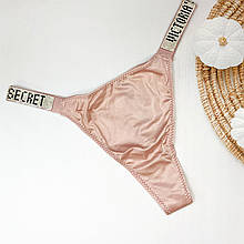 Трусики стрінги зі стразами Victoria Secret Very Sexy Logo Shine Strap Thong Panty (Репліка)