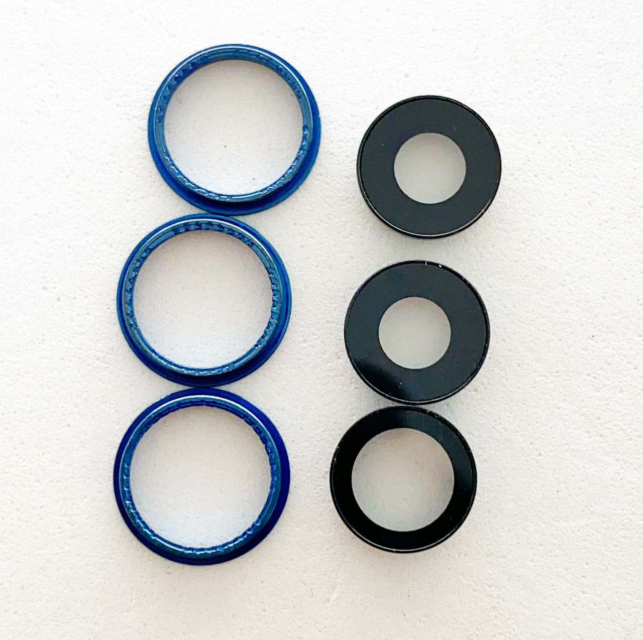 Скло камери для iPhone 12 Pro, синє Pacific Blue + кільце, комплект 3 шт.