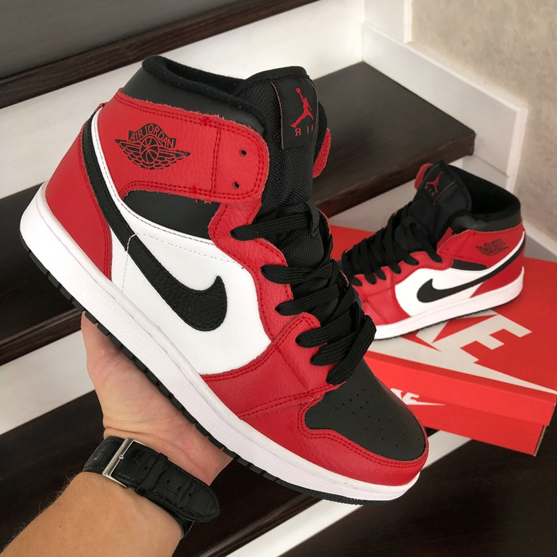 Чоловічі кросівки Nike Air Jordan шкіряні баскетбольні червоні білі