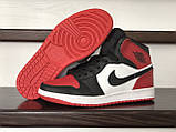 Чоловічі кросівки Nike Air Jordan шкіряні високі повсякденні чорні білі червоні, фото 5