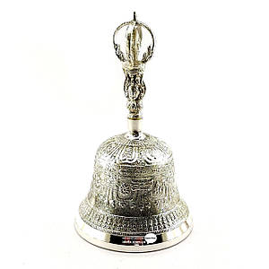Тибетський дзвін бронзовий срібний d-11 h-20см 0,65кг (28311)