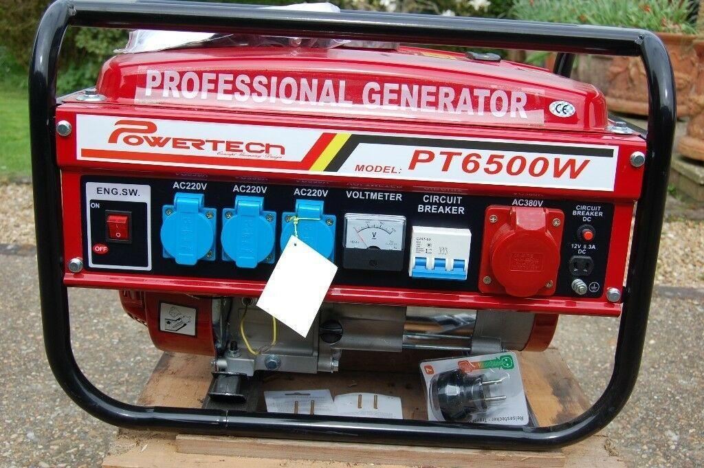 Генератор бензиновий 3-фазний Powertech PT6500W Німеччина, фото 1
