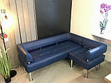 Диван-офіс Тонус Sentenzo 160х60 см з підлокітниками синій кожзам, фото 5
