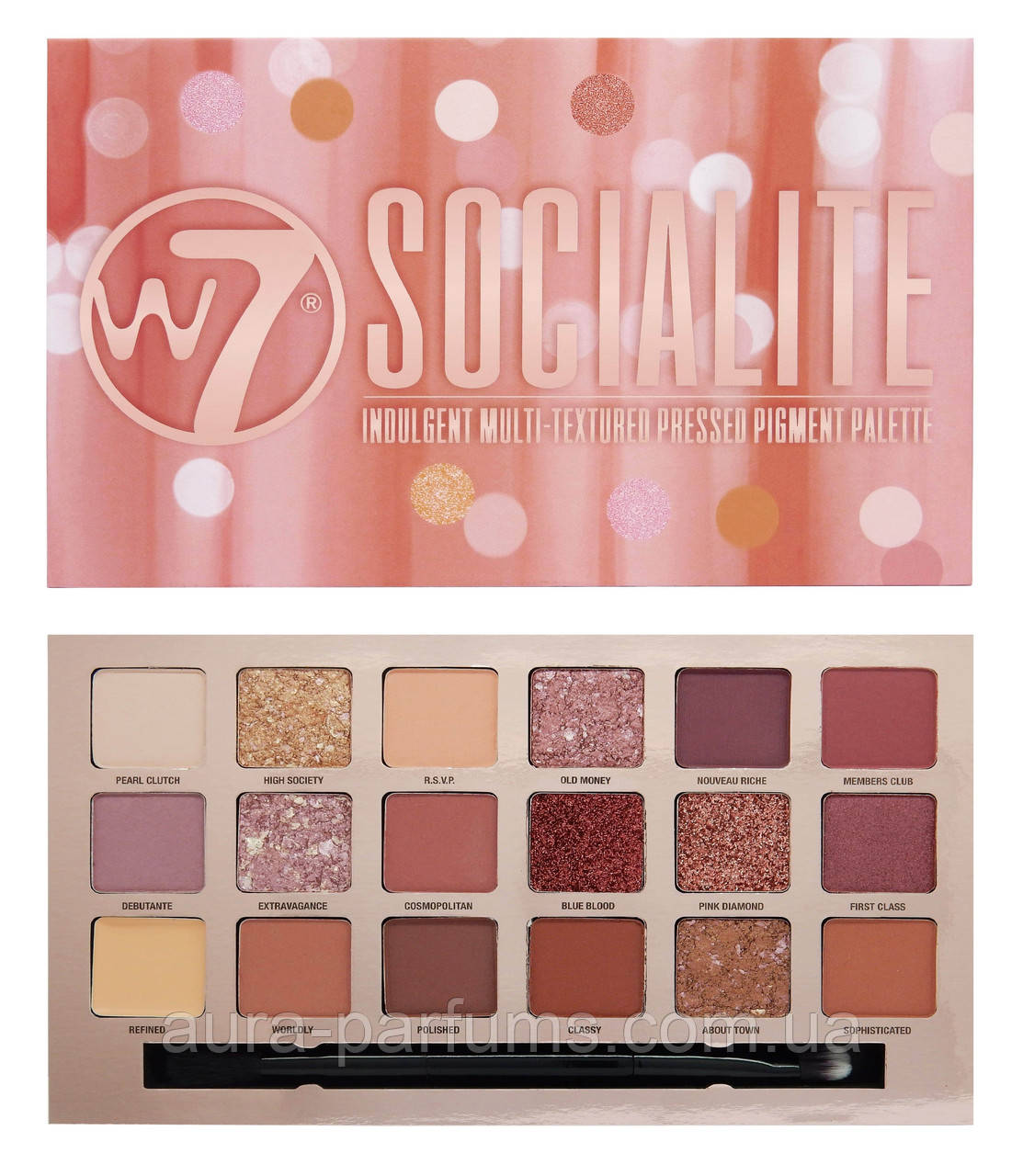 Палетка тіней W7 Socialite Indulgent Multi-Textured Pressed Pigment Palette