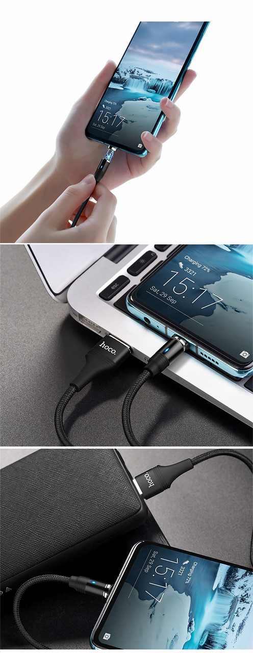 Кабель магнитный для зарядки телефона Hoco U76 MicroUSB Android 120см |2.4A| Черный - фото 6 - id-p1543179222