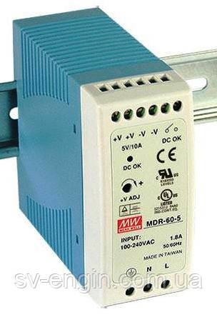 MDR-60-24, MDR-60-12, MDR-60-5, MDR-60-48 — однофазні джерела живлення Mean Well (на DIN-рейку), фото 1