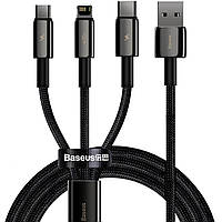 Кабель 3в1 c поддержкой быстрой зарядки MicroUSB+TypeC+Lightning 3in1 BASEUS |1.5M, 3.5A| Черный (CAMLTWJ-01)