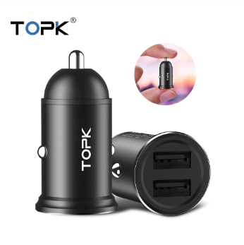 Автомобильное зарядное устройство TOPK на 2 USB порта 5V/.3.1А - фото 1 - id-p1543189420