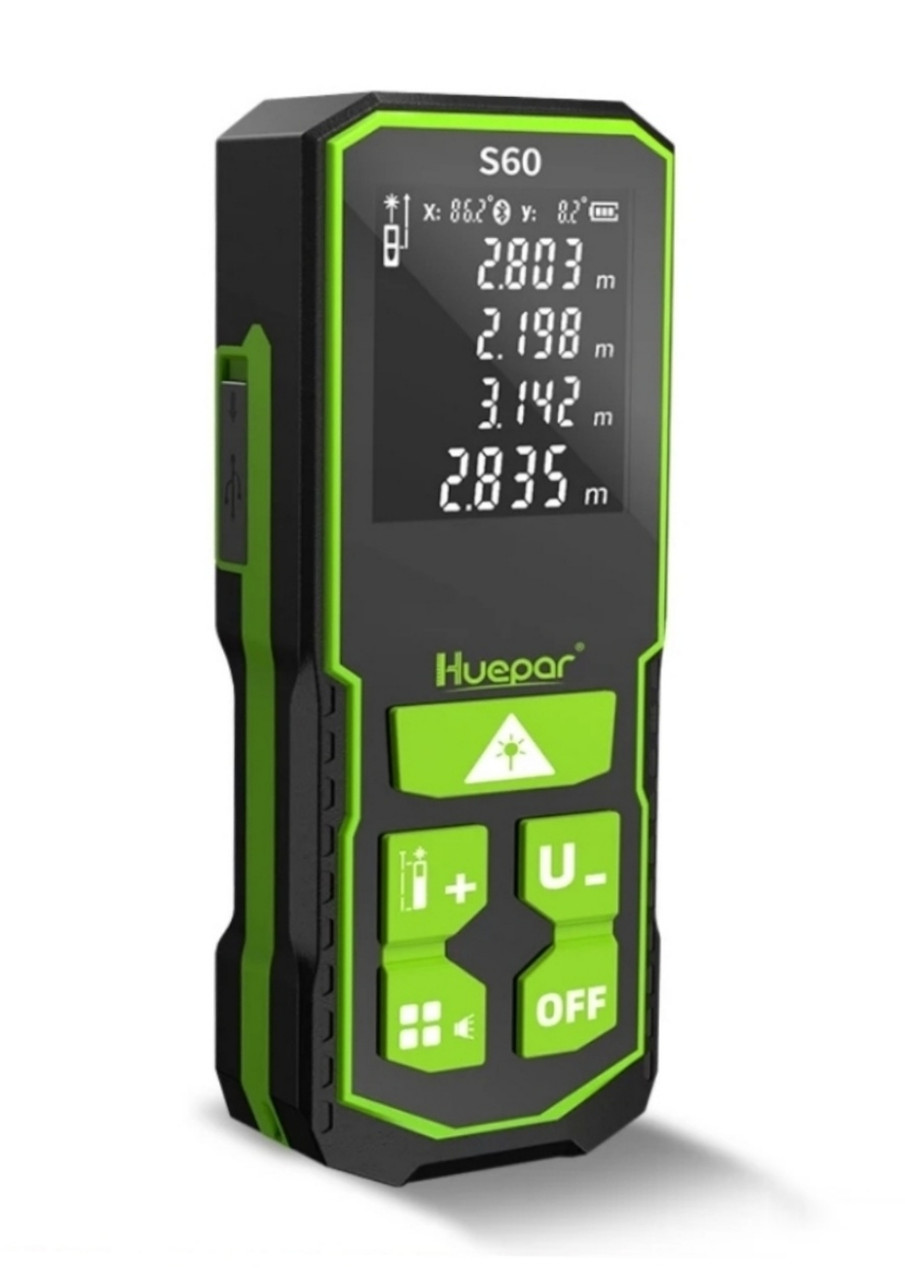 Лазерний далекомір Huepar s60 на 60м, рулетка з електронним рівнем., фото 1