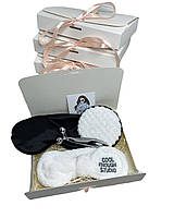 Подарочный набор косметических аксессуаров Бьюти бокс (Beauty Box) бело - черный из 5 предметов