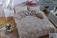 Комплект постельного белья фланель Цветы двухсторонний Бежевого цвета Евро размер 200*230 см Фирма Classic