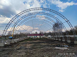 Монтаж аркового анкара. Будівництво ангарів. Полукруглі ангари.Склади, фото 3