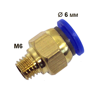 SF-IPC 6-M6 Цанговый штуцер прямой с нар.резьбой М6 для трубки 6 мм